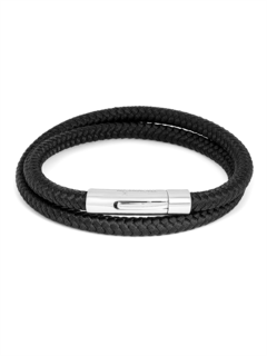 Bracelet/Thomp/ StainS/Nylon/ Trimming braid/ Black and Grey