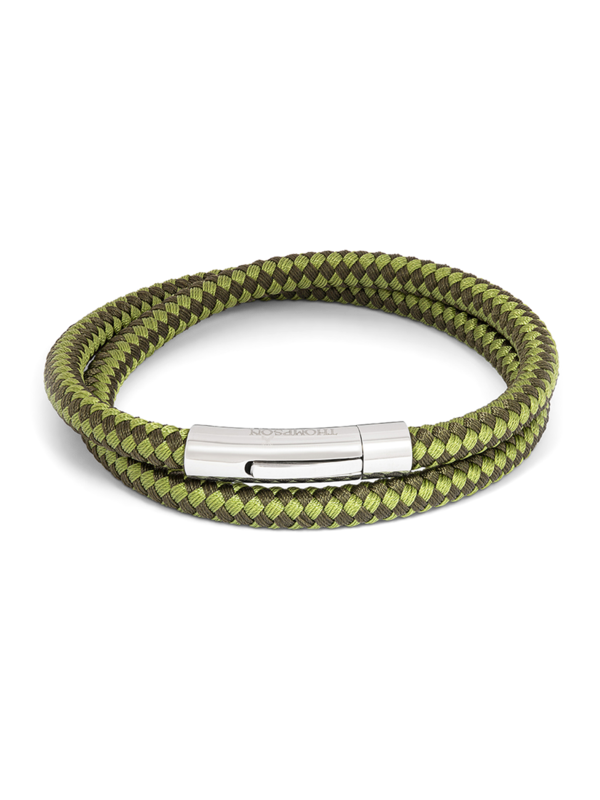 Bracelet/Thomp/ StainS/Nylon/ Trimming braid/ D.green and Gr