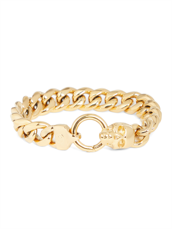 Gold Skull Charm Chain Bracelet