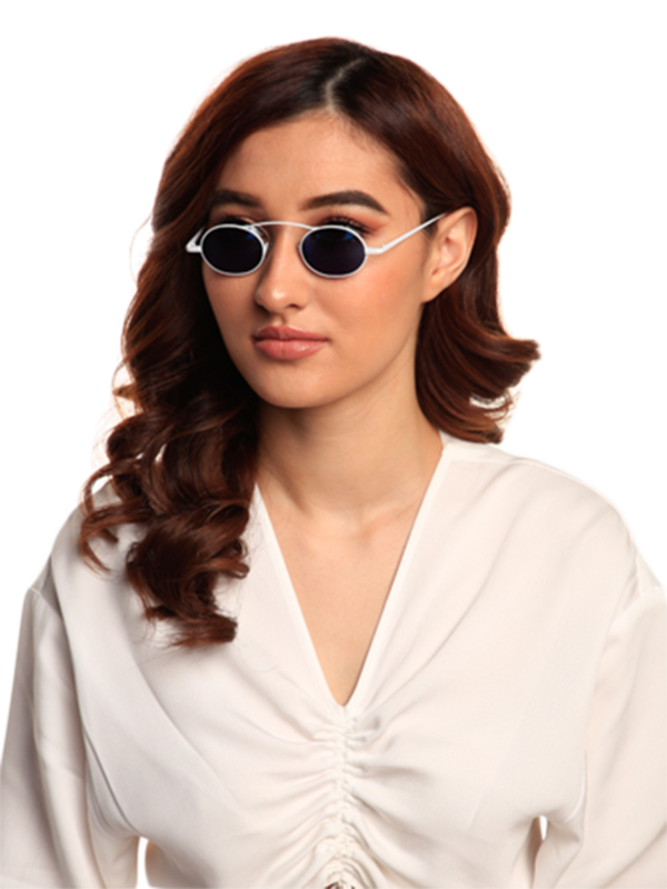 Birkin White Sunglasses With Grey Lenses