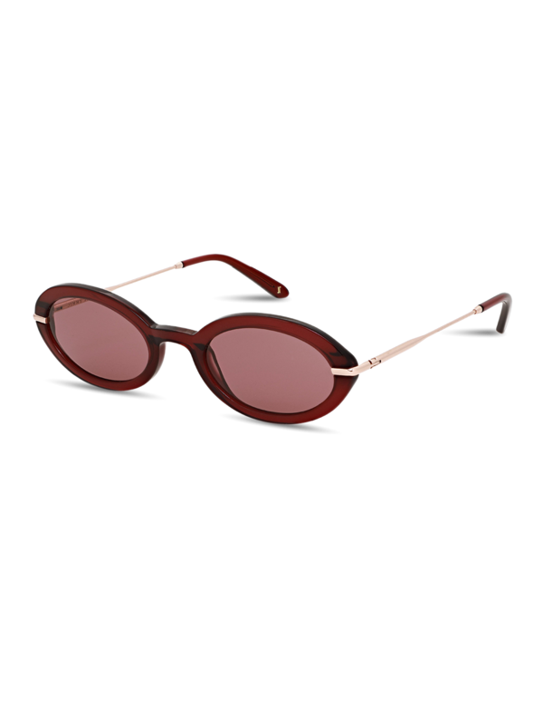 Burgundy California Oval Sunglasses With Light Red Tinted Lenses