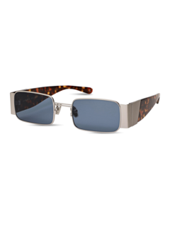 Multicolor Gingham Square Sunglasses With Blue Tinted Lenses