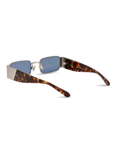 Multicolor Gingham Square Sunglasses With Blue Tinted Lenses
