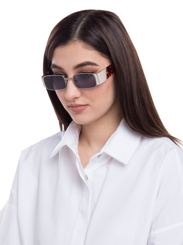 Multicolor Gingham Square Sunglasses With Blue Tinted Lenses