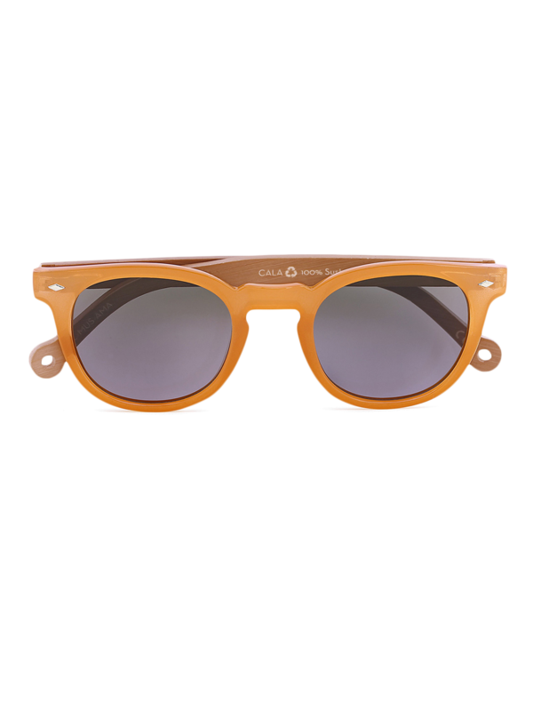 Two-Tone Thin-Rimmed Sunglasses with Grey Tinted Lenses