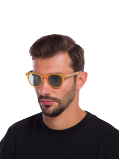 Two-Tone Thin-Rimmed Sunglasses with Grey Tinted Lenses