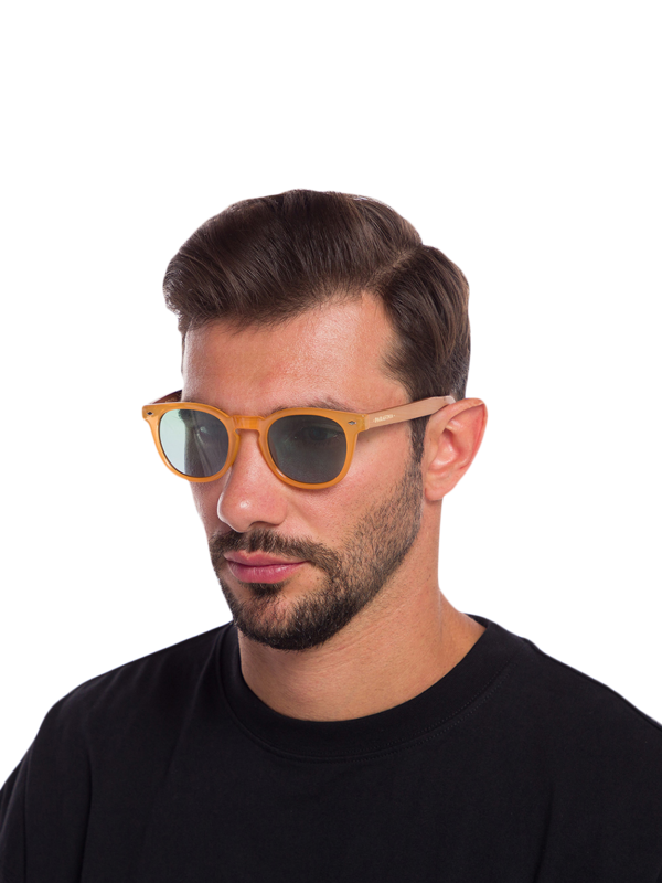 Two-Tone Thin-Rimmed Sunglasses with Grey Tinted Lenses