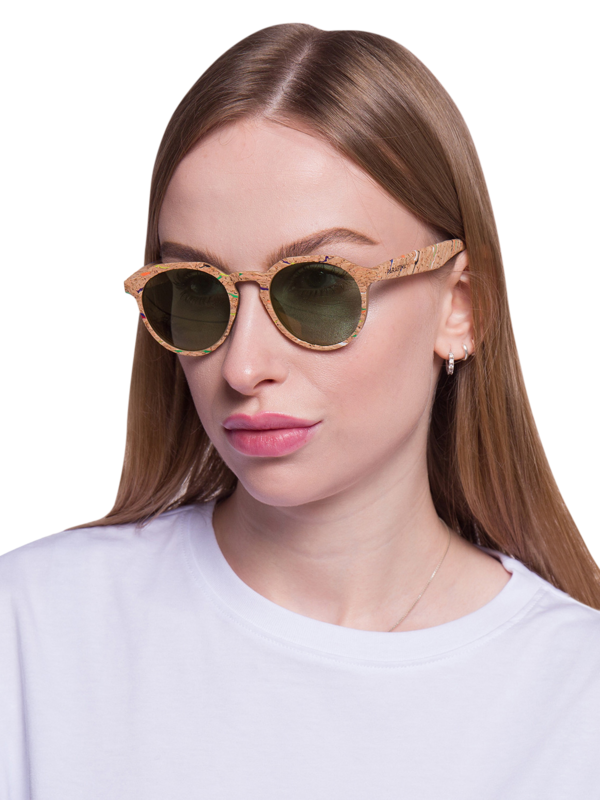 Masai Cork Polygonal Sunglasses with Paint Splash Effect