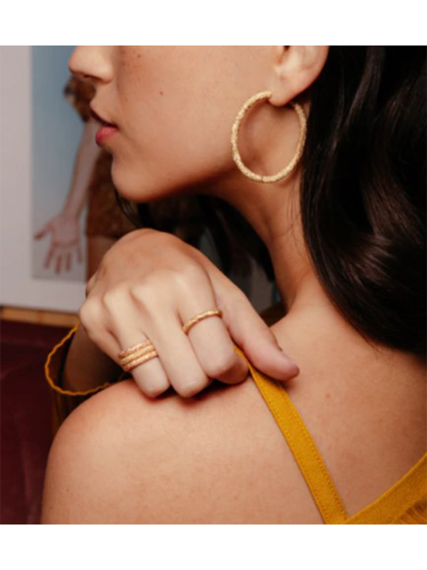 FLORENTINE FINISH LARGE THICK ROUND HOOP EARRINGS