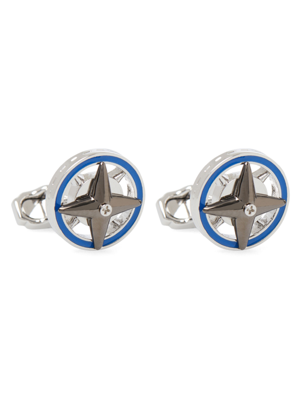 Rhodium/Blue Star Cufflinks