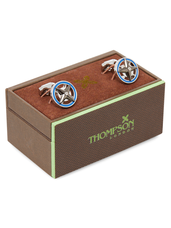 Rhodium/Blue Star Cufflinks