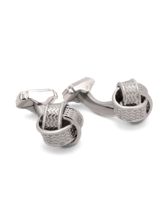 Cufflinks/Thomp/ Rhodium/ Plain/ SilColor/ TH Wavy Knot