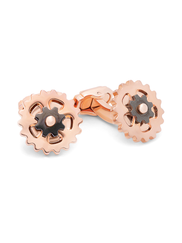 Cufflinks/Thomp/ Rose Gold Plated / Gunmetal gear in High Po