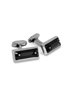Cufflinks/Thomp/ GunMetPla/ Jet Swarov/ Rect