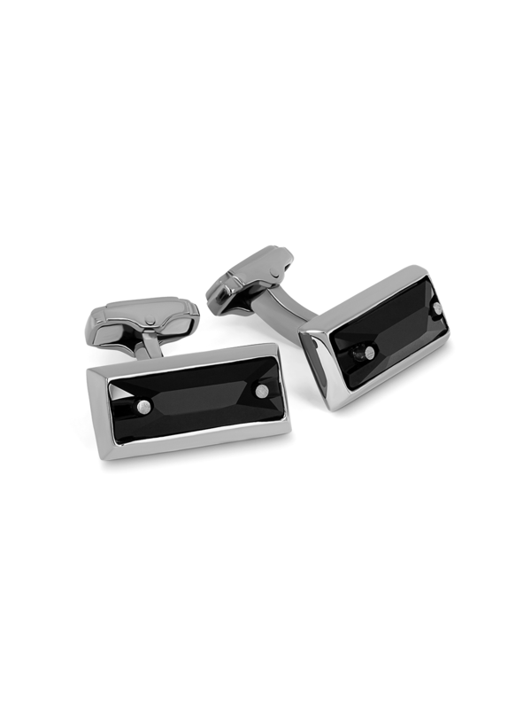 Cufflinks/Thomp/ GunMetPla/ Jet Swarov/ Rect
