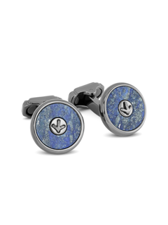 Cufflinks/Thomp/ GunMetPla/ Lapis Blue/ Rnd/Semi precious/Bu