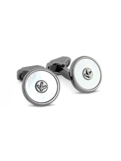 Cufflinks/Thomp /GunMetPla/ MOP/ white/ Rnd
