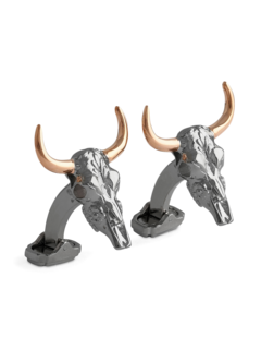 Cufflinks/Thomp/ GunMetPla/ Rose gold horns/ Animal skull/ 3