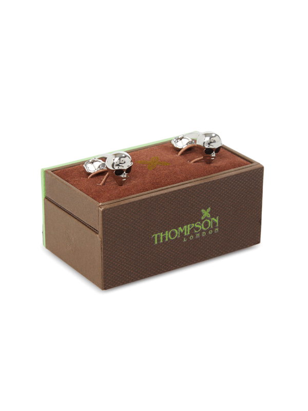 Silver-Toned Skull Cufflinks