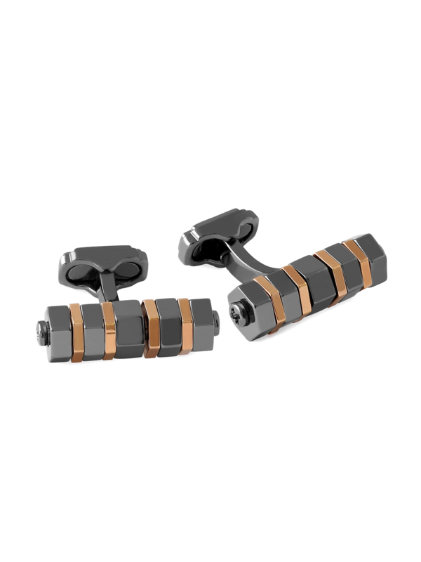 Cufflinks/Thomp/ GunMetal/ Rose Gold / Rotating all metal cy
