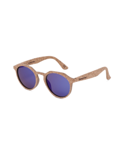 Camel-Colored Frames with Bright Blue Lenses Sunglasses