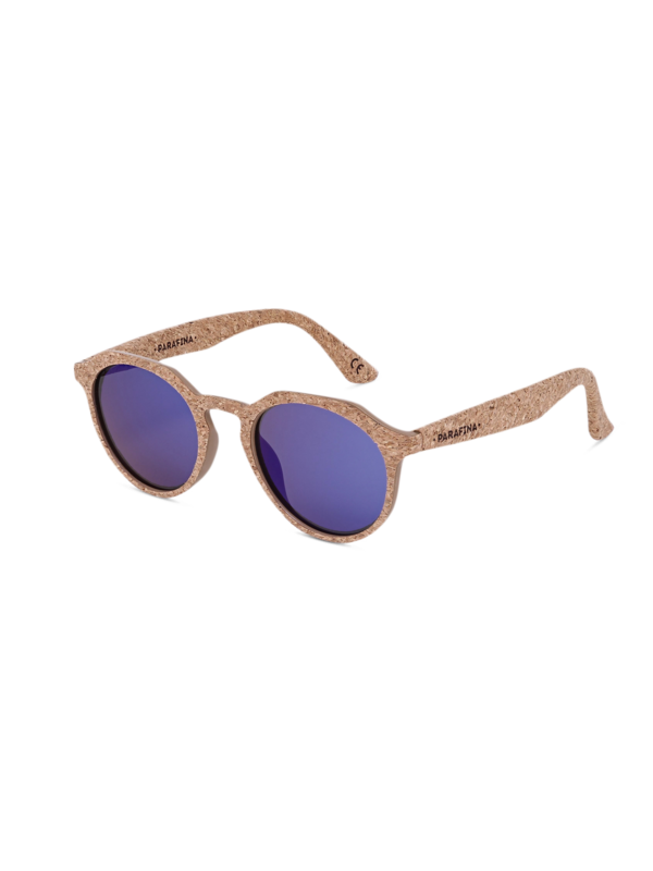 Camel-Colored Frames with Bright Blue Lenses Sunglasses