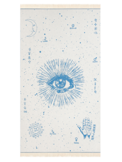 The Cosmos Eye Blue Feather Beach Towel