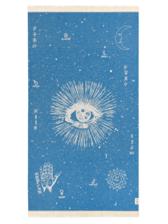 The Cosmos Eye Blue Feather Beach Towel