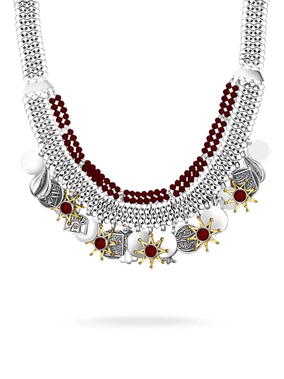 Azza Fahmy Tribal Algerian Necklace With Garnet Silver 18kt Gold THAT azza-fahmy-tribal-algerian-necklace-with-garnet-silver-18kt-gold-that
