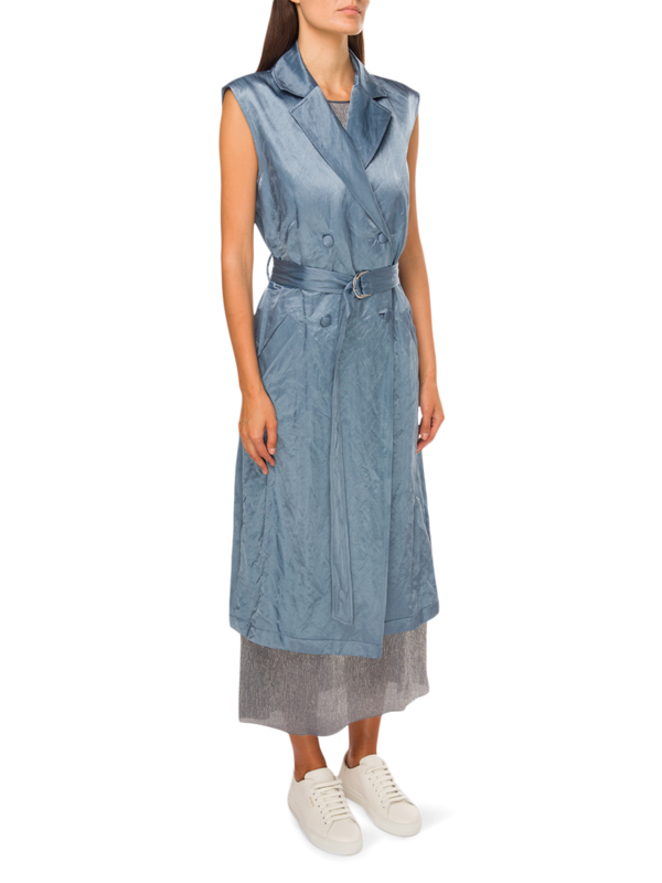 Crinkle Satin Long Waistcoat