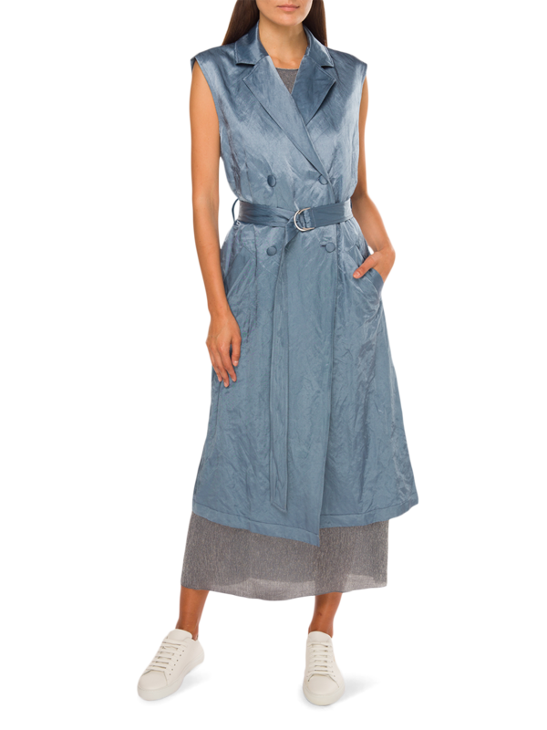 Crinkle Satin Long Waistcoat