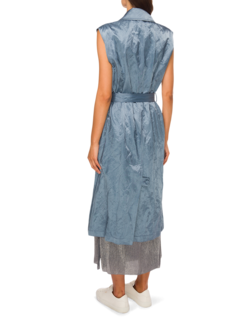 Crinkle Satin Long Waistcoat