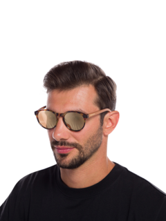 Thin-Rimmed Round Tortoise Shell Sunglasses