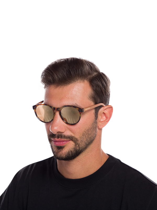 Thin-Rimmed Round Tortoise Shell Sunglasses