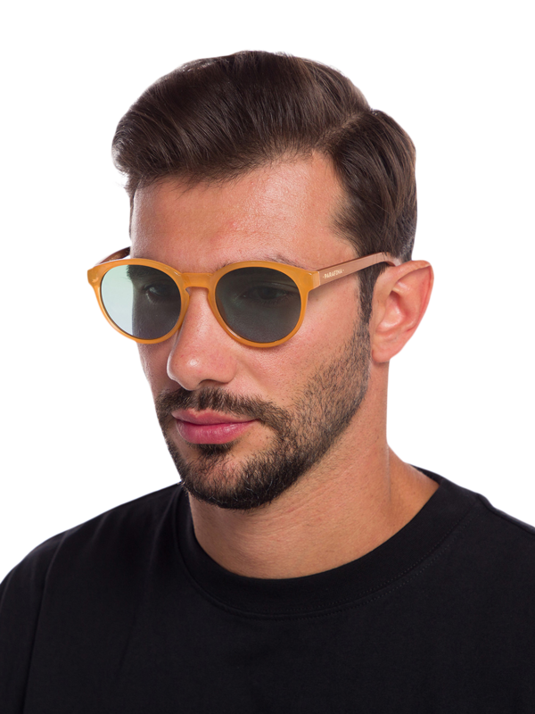 Thin-Rimmed Round Two-Tone Sunglasses