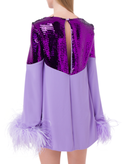 فستان قصير كرومبي بأكمام طويلة مزين بالترتر