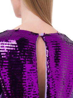 فستان قصير كرومبي بأكمام طويلة مزين بالترتر