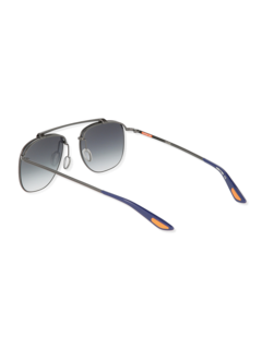 Metallic Silver/Grey Rectangular Sunglasses