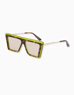 Neon Green/Tortoiseshell Angular Sunglasses