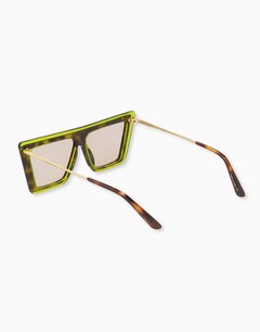 Neon Green/Tortoiseshell Angular Sunglasses