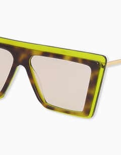Neon Green/Tortoiseshell Angular Sunglasses