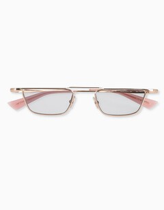 Grey/Rose Gold Sleek Rectangular Sunglasses