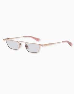 Grey/Rose Gold Sleek Rectangular Sunglasses