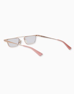 Grey/Rose Gold Sleek Rectangular Sunglasses