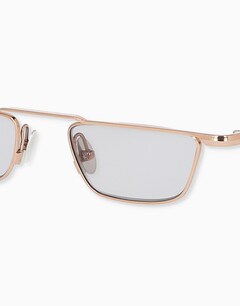 Grey/Rose Gold Sleek Rectangular Sunglasses