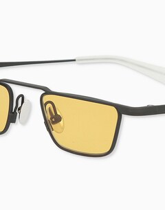 Black/Yellow Sleek Rectangular Sunglasses