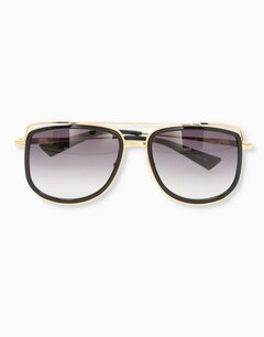 Black/Gold Oversized Rectangular Sunglasses