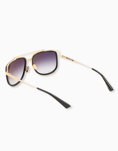 Black/Gold Oversized Rectangular Sunglasses