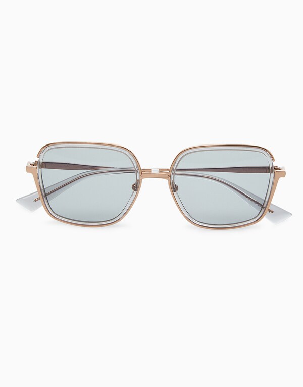 Rose Gold/Clear Rectangular Sunglasses