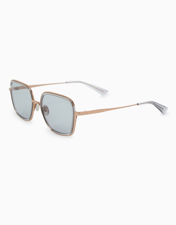 Rose Gold/Clear Rectangular Sunglasses
